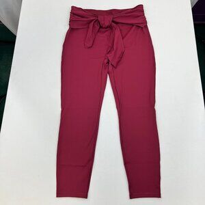 Zuda Womens Pink Tie Waist Straight Flat Front Pull On Ankle Pants Size Large